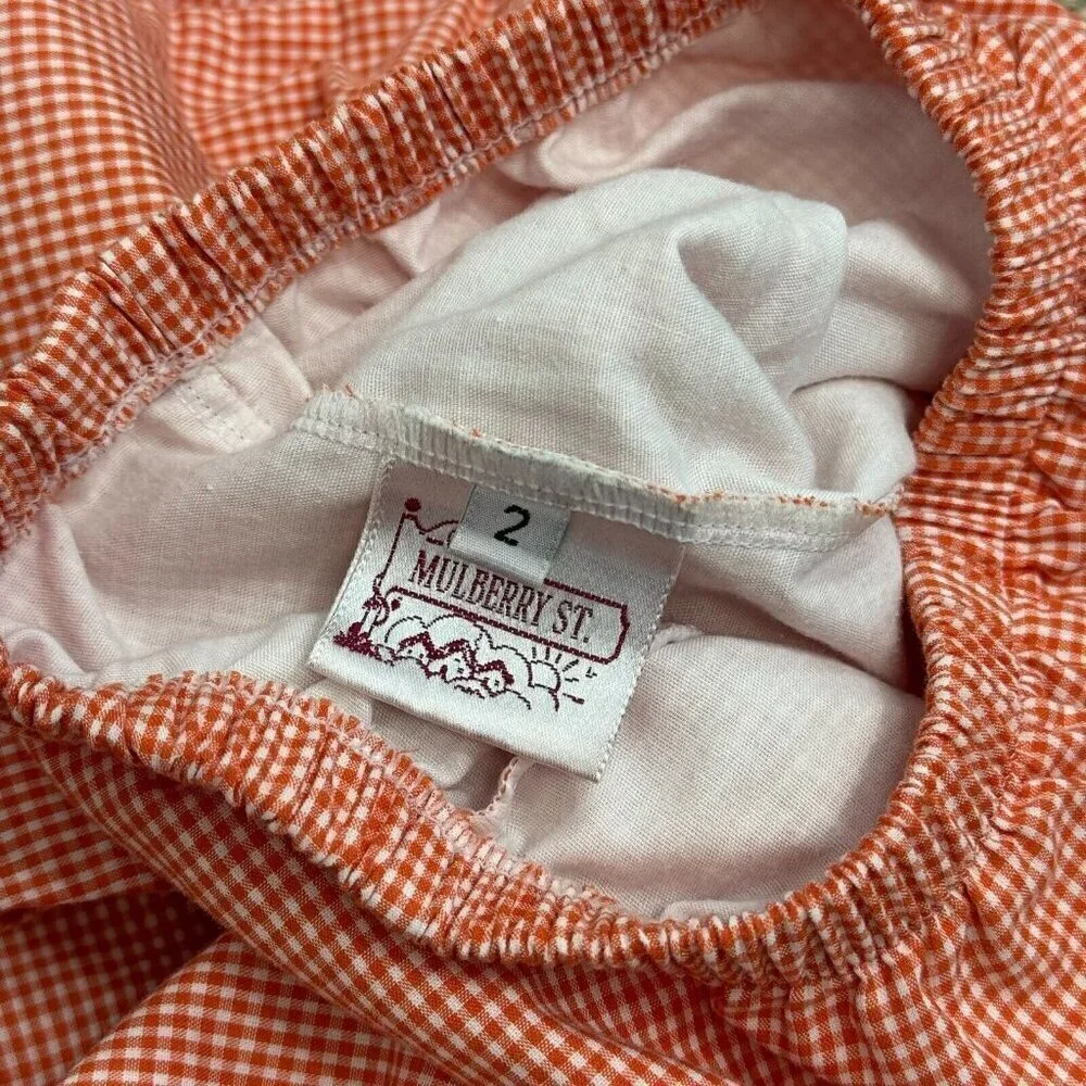 Mulberry St. Outfit Reversible Top Embroidered Gingham Halloween Orange Size 2